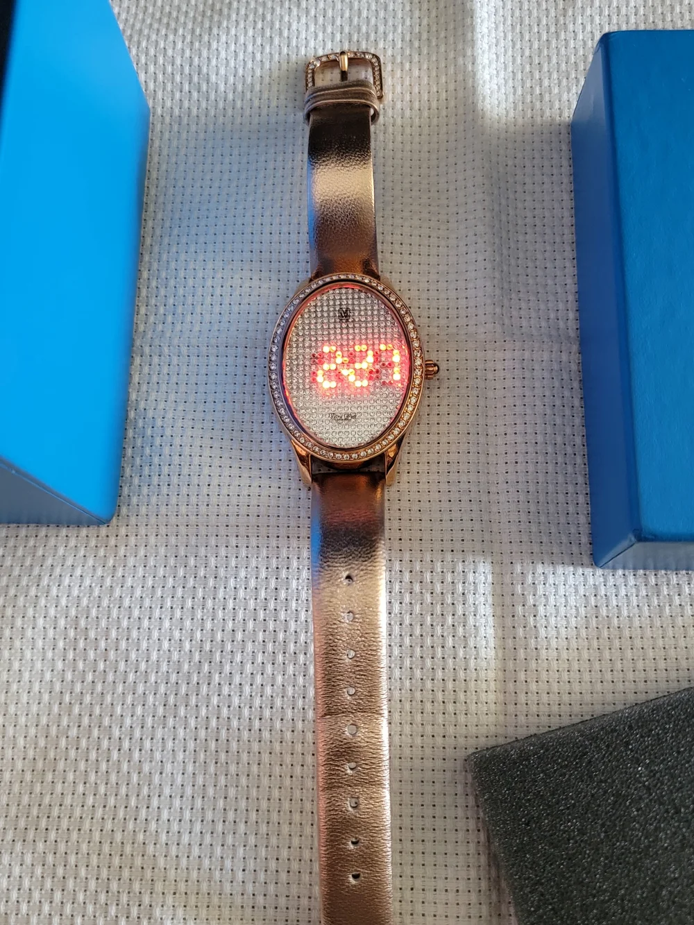 Victoria Wieck Rose Gold Crystal Digital with Metallic Strap